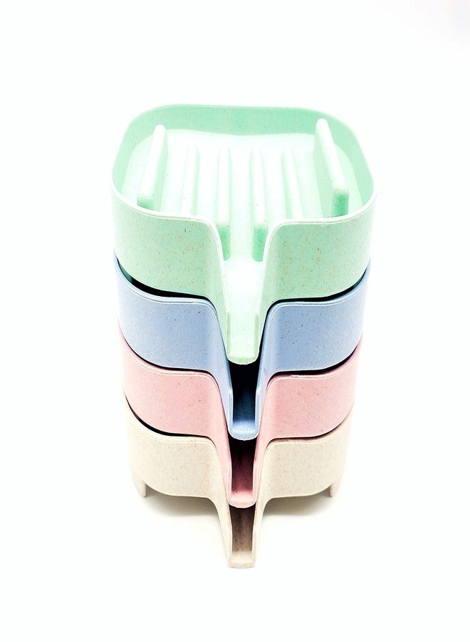 Baskety Soap Dish for Bathroom, Bathtub & Wash Basin Self Draining, Durable & Non-Slip Soap Holder Tray - Pack of 4 (Random Color) - Image 3